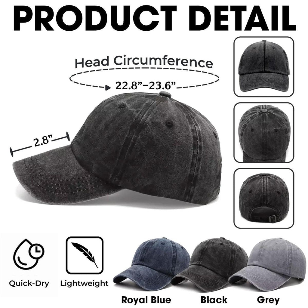 Cool Dog Father - Personalized Custom Vintage Washed Denim Cap