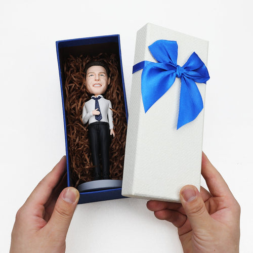 Black One Piece Business Suit for Ladies Custom Bobblehead With Engraved Text