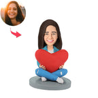 Anniversary Gift Heart Women Custom Bobblehead With Engraved Text