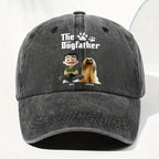 Cool Dog Father - Personalized Custom Vintage Washed Denim Cap