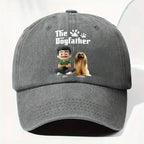 Cool Dog Father - Personalized Custom Vintage Washed Denim Cap