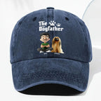 Cool Dog Father - Personalized Custom Vintage Washed Denim Cap