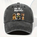 Cool Dog Father - Personalized Custom Vintage Washed Denim Cap
