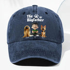 Cool Dog Father - Personalized Custom Vintage Washed Denim Cap