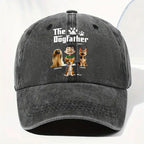 Cool Dog Father - Personalized Custom Vintage Washed Denim Cap