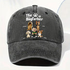 Cool Dog Father - Personalized Custom Vintage Washed Denim Cap