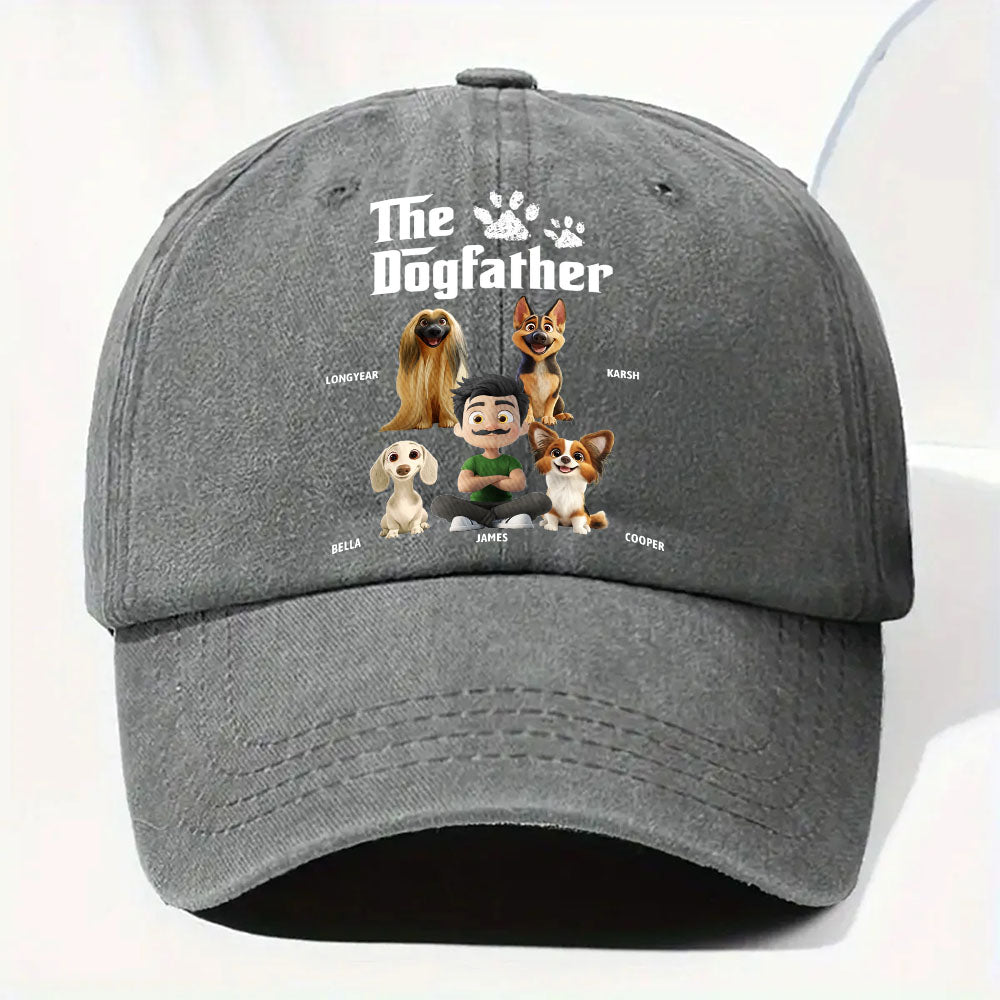Cool Dog Father - Personalized Custom Vintage Washed Denim Cap