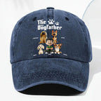 Cool Dog Father - Personalized Custom Vintage Washed Denim Cap
