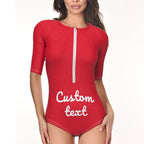 Custom Swimsuit One Piece Swimwear Personalized Half Sleeve Swimsuit