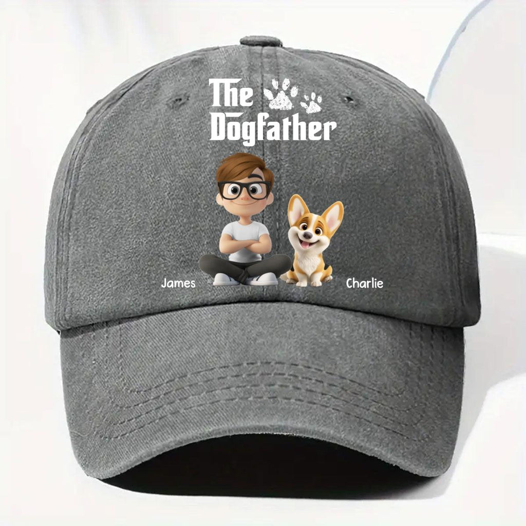 Cool Dog Father - Personalized Custom Vintage Washed Denim Cap