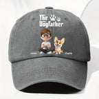 Cool Dog Father - Personalized Custom Vintage Washed Denim Cap