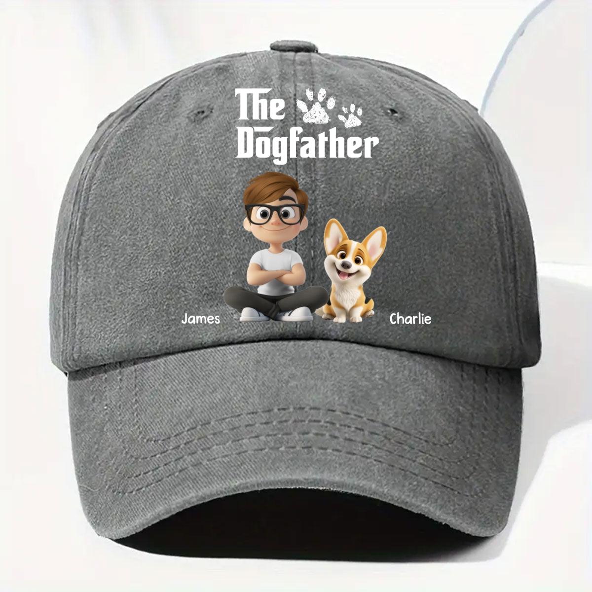 Cool Dog Father - Personalized Custom Vintage Washed Denim Cap