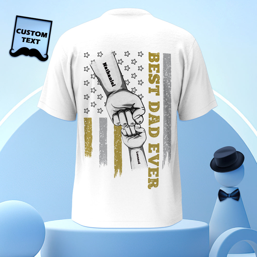 Personalized Fist Bump T-Shirt Custom Engraved Back Printed T-Shirt Father's Day Gift