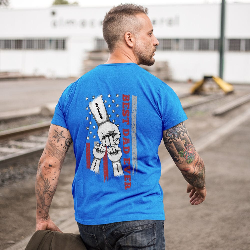 Personalized Fist Bump T-Shirt Custom Engraved Back Printed T-Shirt Father's Day Gift