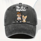 Cool Dog Father - Personalized Custom Vintage Washed Denim Cap