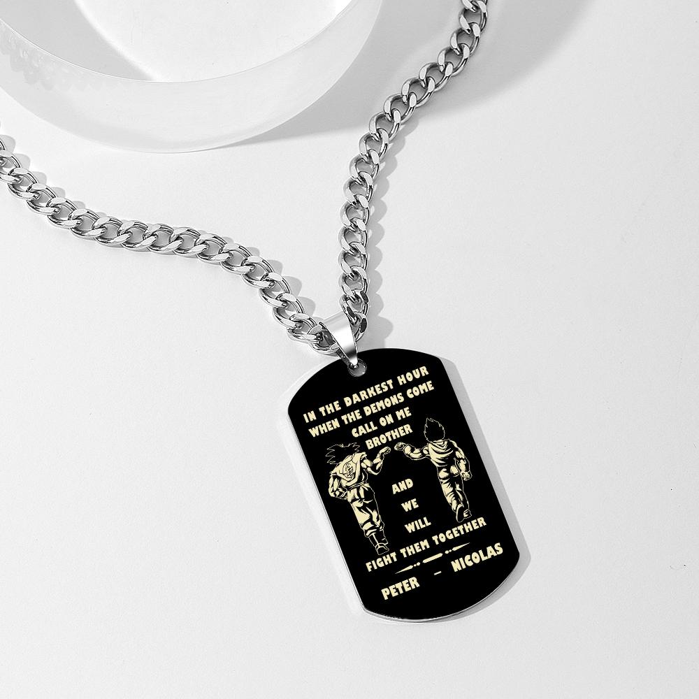 Call On Me Brother Engraved Tag Necklace In The Darkest Hour Gift For Brothers & Friends