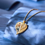 Custom Photo Engraved Necklace Angel Wings Heart Gifts
