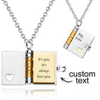 Personalized Text Book Necklace – Adjustable Pendant with Message Inside Meaningful Jewelry