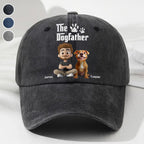 Cool Dog Father - Personalized Custom Vintage Washed Denim Cap