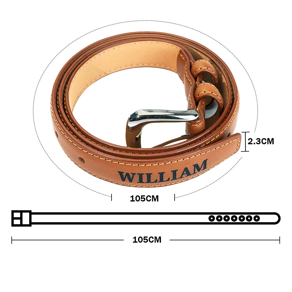 Personalized Men's PU Leather Belt with Engraved Text Birthday Anniversary Gift for Him