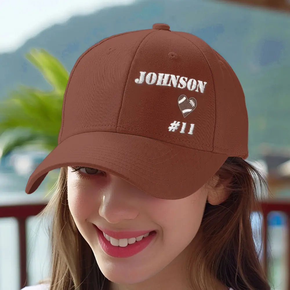 Personalized Football Team Caps Baseball Hats Game Day Gift Idea for Teammates and Sports Fans Back to School Gift
