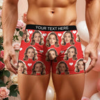 Personalized Face Boxer Custom Text Men Underwear with Heart Pattern Christmas Gift Personalized Photo Funny Valentines Gift